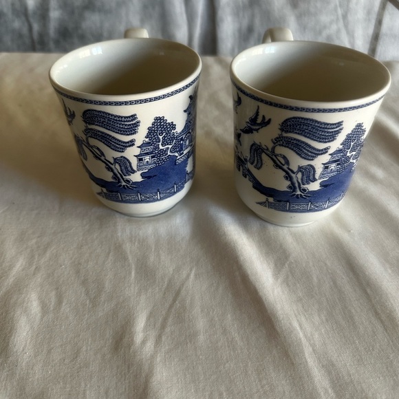 SET OF 2 COFFEE MUGS VINTAGE MADE IN ENGLAND CHURCHILL WILLOW BLUE - Picture 6 of 10